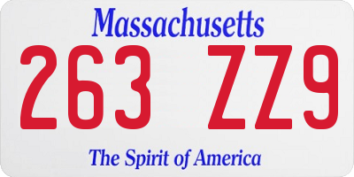MA license plate 263ZZ9