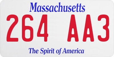 MA license plate 264AA3