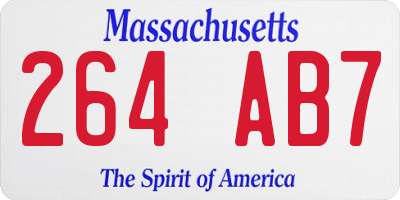 MA license plate 264AB7