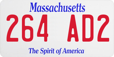 MA license plate 264AD2