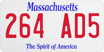 MA license plate 264AD5