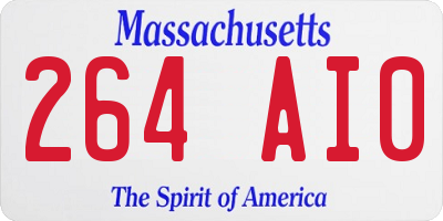 MA license plate 264AI0