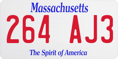 MA license plate 264AJ3