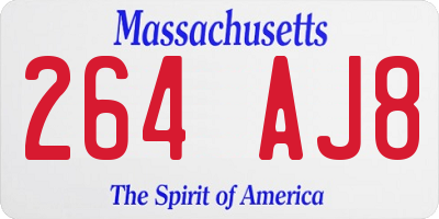 MA license plate 264AJ8