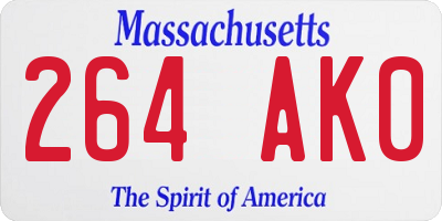 MA license plate 264AK0