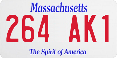 MA license plate 264AK1