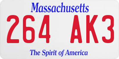 MA license plate 264AK3