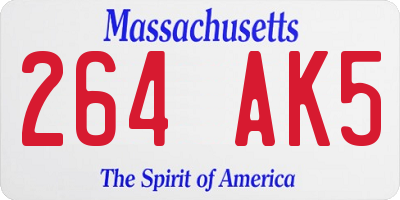 MA license plate 264AK5