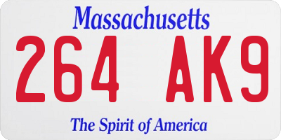 MA license plate 264AK9