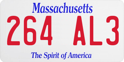 MA license plate 264AL3