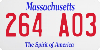 MA license plate 264AO3