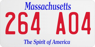 MA license plate 264AO4