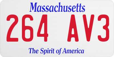 MA license plate 264AV3