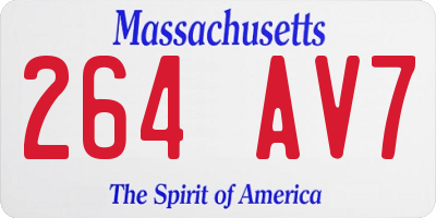 MA license plate 264AV7