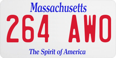 MA license plate 264AW0