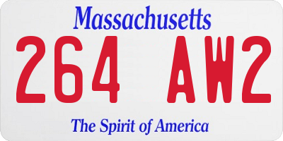 MA license plate 264AW2