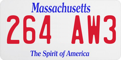 MA license plate 264AW3