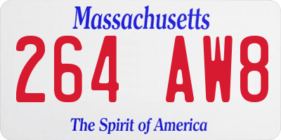 MA license plate 264AW8
