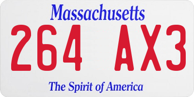 MA license plate 264AX3
