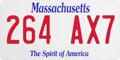 MA license plate 264AX7