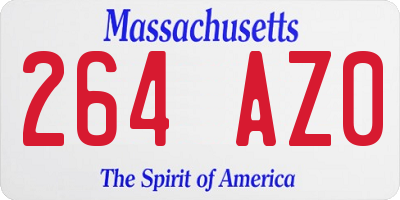 MA license plate 264AZ0