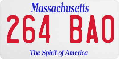 MA license plate 264BA0