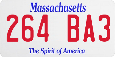 MA license plate 264BA3