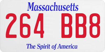 MA license plate 264BB8