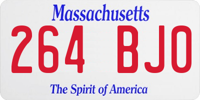 MA license plate 264BJ0