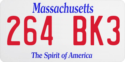 MA license plate 264BK3