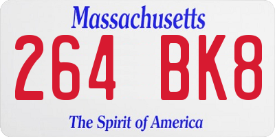 MA license plate 264BK8