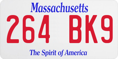 MA license plate 264BK9