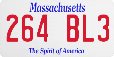 MA license plate 264BL3
