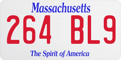 MA license plate 264BL9