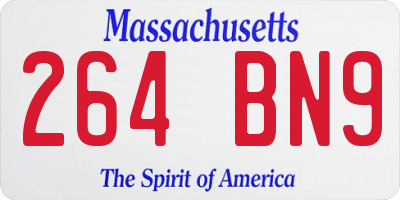 MA license plate 264BN9