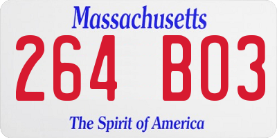 MA license plate 264BO3