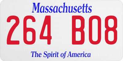 MA license plate 264BO8