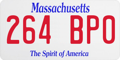 MA license plate 264BP0