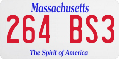 MA license plate 264BS3