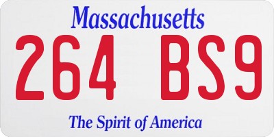MA license plate 264BS9