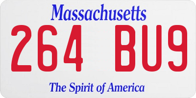 MA license plate 264BU9