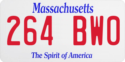 MA license plate 264BW0