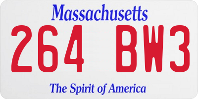MA license plate 264BW3