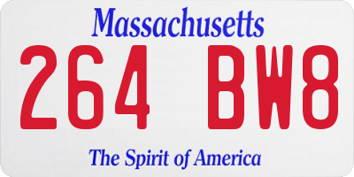 MA license plate 264BW8