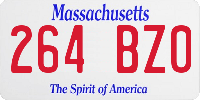 MA license plate 264BZ0