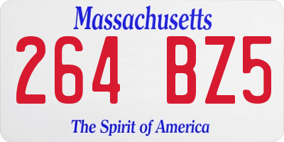 MA license plate 264BZ5