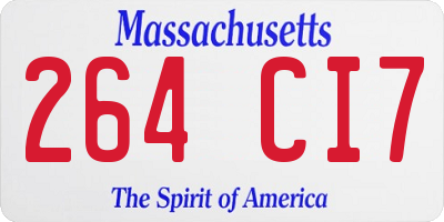 MA license plate 264CI7