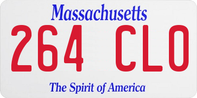 MA license plate 264CL0