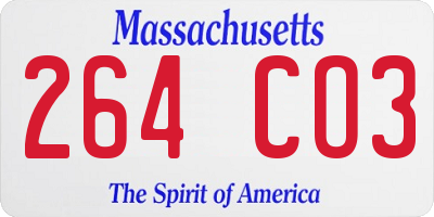 MA license plate 264CO3