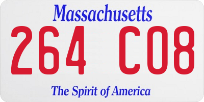 MA license plate 264CO8